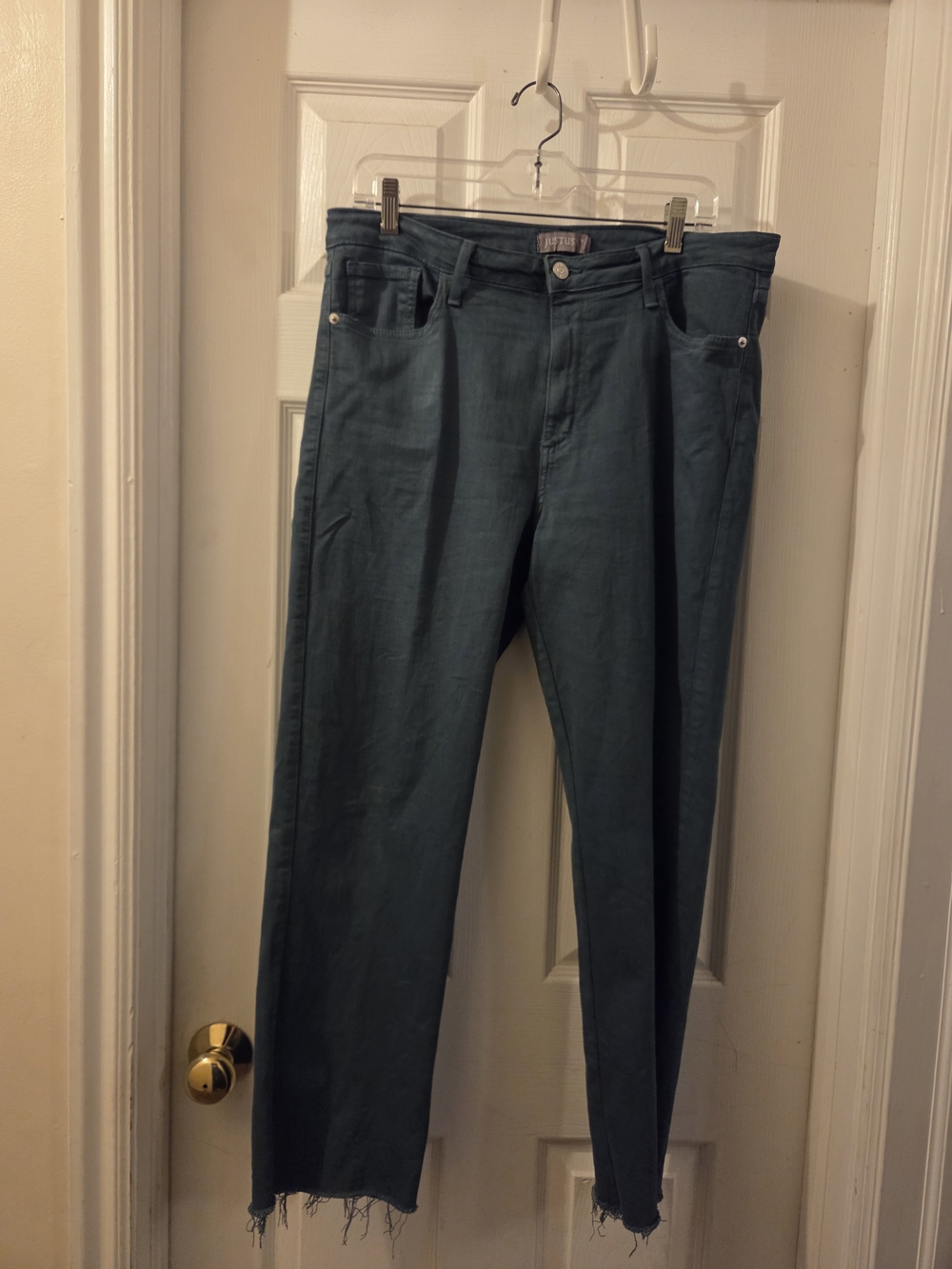 Just USA teal-green high-rise jeans
